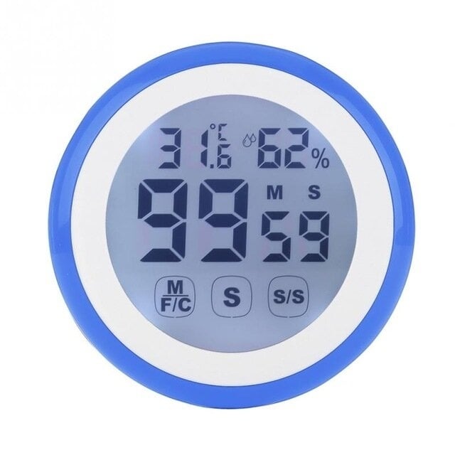 LCD Digital Touch Screen Kitchen Timer Count UP Alarm Clock Temperature And Humidity Me Image 6