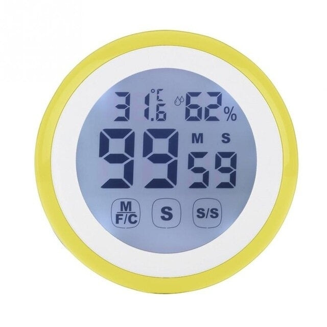 LCD Digital Touch Screen Kitchen Timer Count UP Alarm Clock Temperature And Humidity Me Image 7