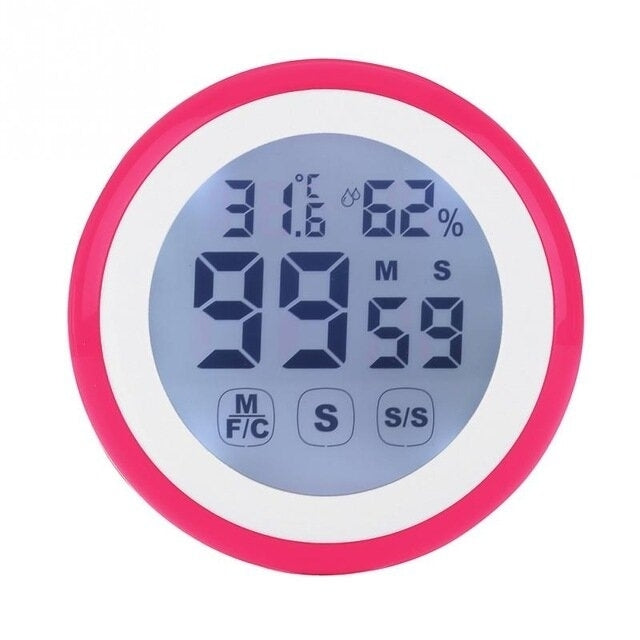 LCD Digital Touch Screen Kitchen Timer Count UP Alarm Clock Temperature And Humidity Me Image 9