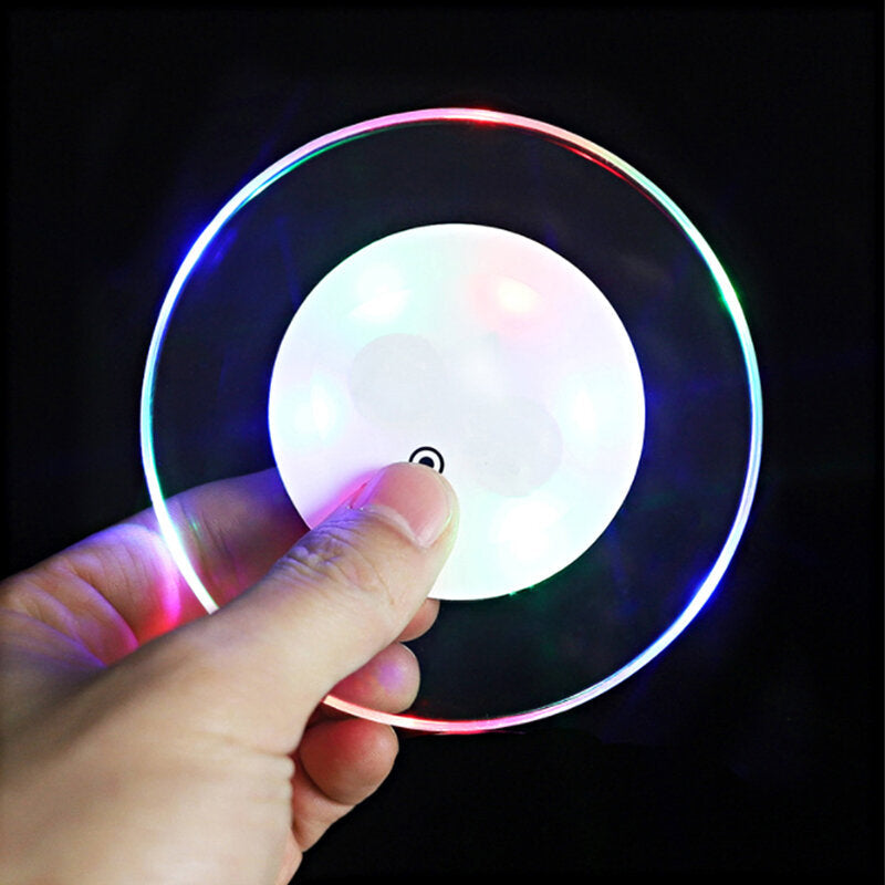 LED Light Color Change Drink Cup Holder Mat Club Party Pad Barware Sticker Decor Image 2