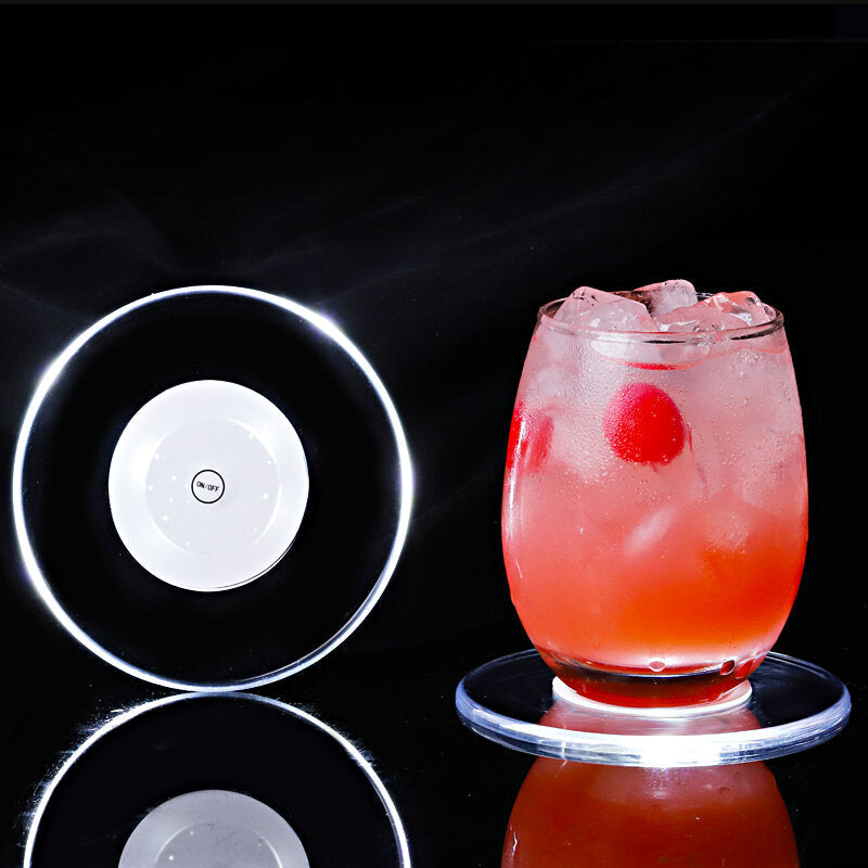 LED Light Color Change Drink Cup Holder Mat Club Party Pad Barware Sticker Decor Image 4