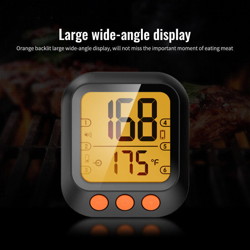 LCD Large Wide-angel Display Bluetooth Intelligent Barbecue Meat Thermometer 3.5" Image 2