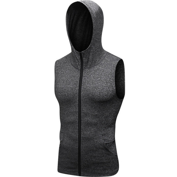 Mens Hooded Sleeveless Running Jackets Boy Sports Vest With Pocket Zip Fitness Gym Quick Dry Workout Tops Wear Image 3