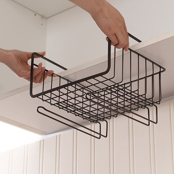 Metal Cabinet Hanging Baskets Under Shelf Storage Rack Mount Holder Organizer Image 8
