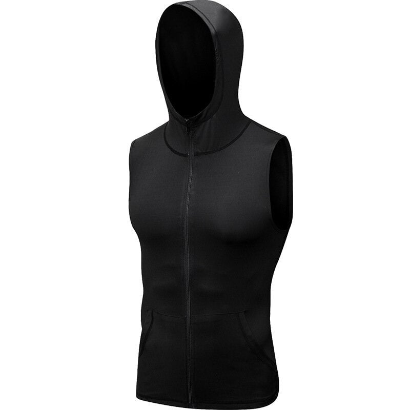 Mens Hooded Sleeveless Running Jackets Boy Sports Vest With Pocket Zip Fitness Gym Quick Dry Workout Tops Wear Image 12