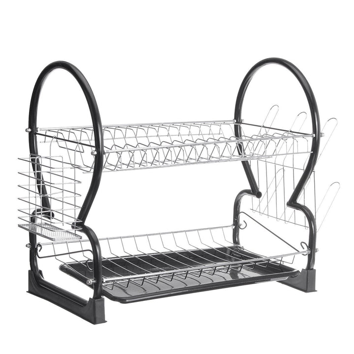 Multifunctional Double Layer Dish Rack Drain Rack Kitchen Storage Table And Chopsticks Rack Image 1