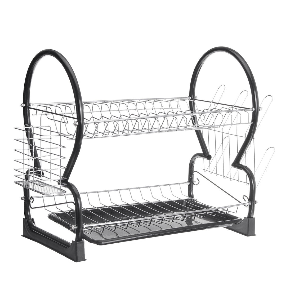 Multi-functional Double Layer Dish Rack Drain Rack Kitchen Storage Table And Chopsticks Rack Image 1