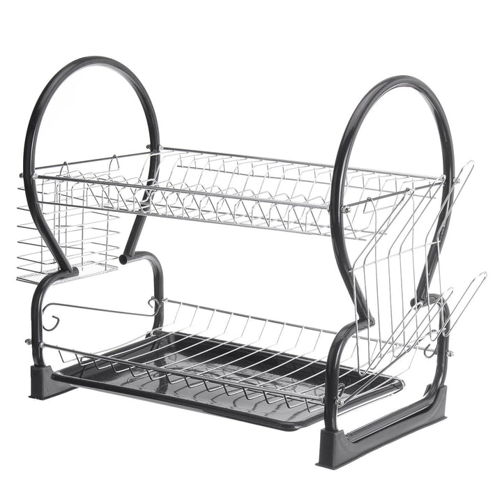 Multi-functional Double Layer Dish Rack Drain Rack Kitchen Storage Table And Chopsticks Rack Image 10