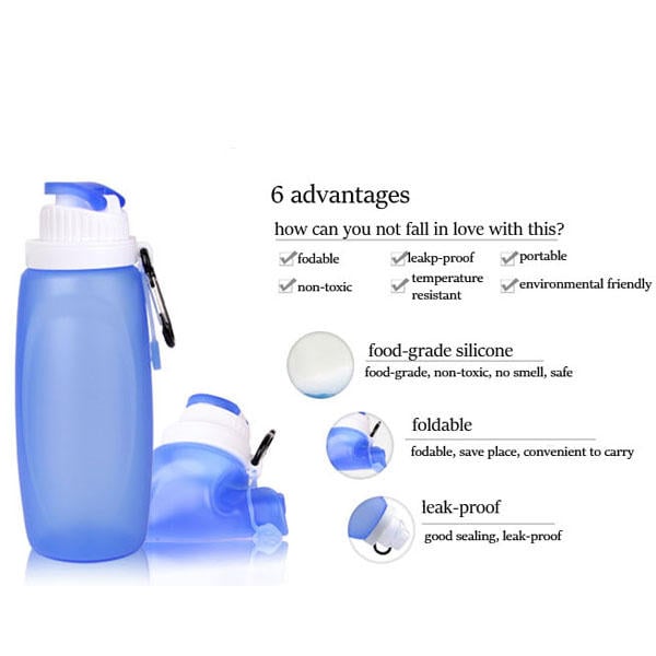 Outdoor Silicone Folding Bottle Cup Camping Hiking Travel Folding Water Bottle Kettle Image 4