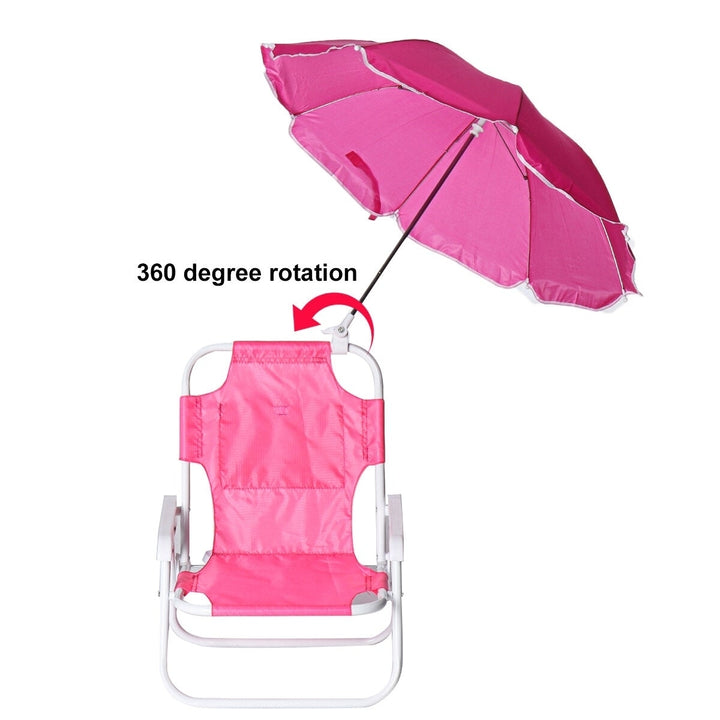 Outdoor Child Beach Chair Folding Chair with Umbrella and behind pocket Image 4