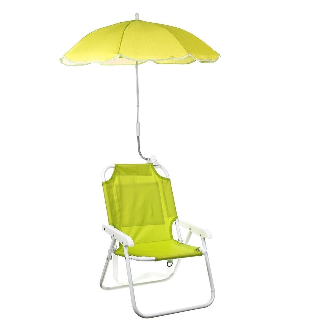 Outdoor Child Beach Chair Folding Chair with Umbrella and behind pocket Image 1