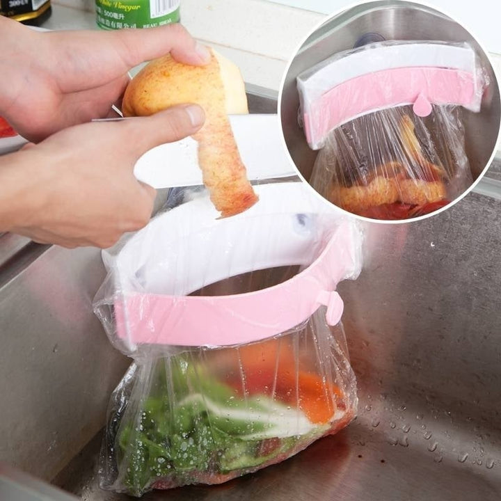 Plastic Sink Barbage Rubbish Bag Holder Kitchen Waste Junk Bag Holder Rack Image 1