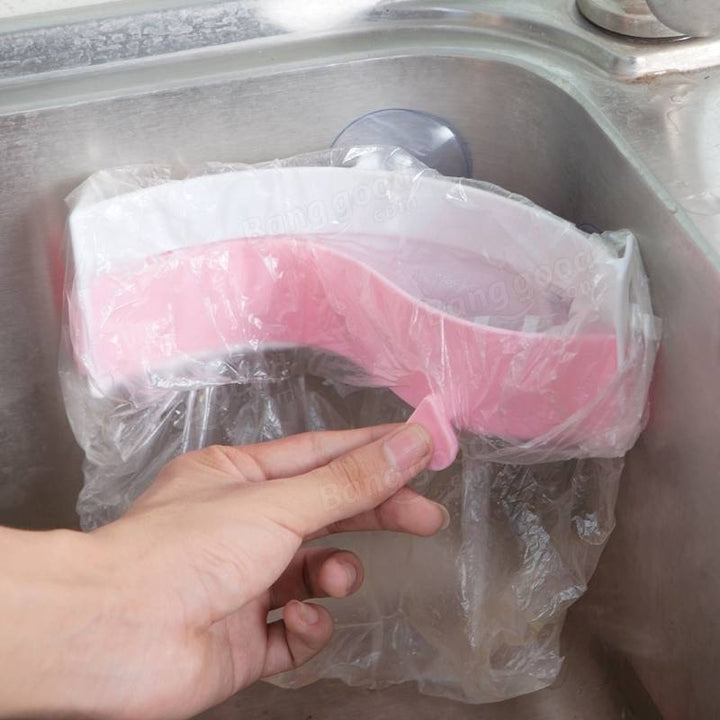 Plastic Sink Barbage Rubbish Bag Holder Kitchen Waste Junk Bag Holder Rack Image 2