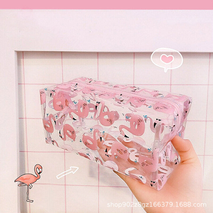 PVC Transparent Flamingo Cosmetic Bag Travel Storage Wash Bag Storage Bag Image 9
