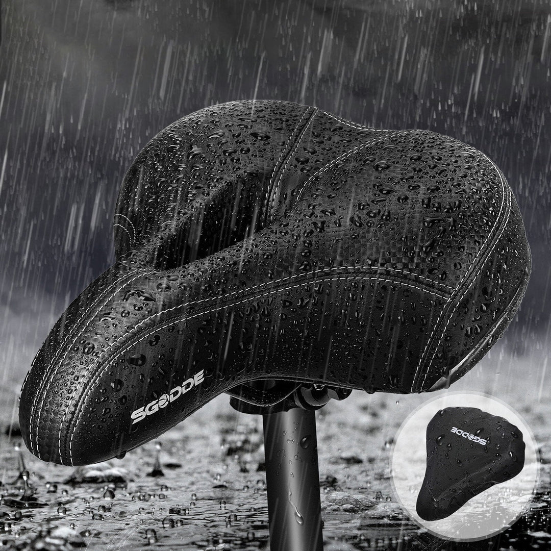 PU Bike Saddle Waterproof Breathable Shock Absorbing Bike Seat for MTB Road Bicycle with Rain-proof Cover Image 8
