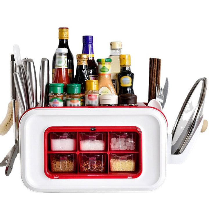 Seasoning Box Set Spice Jars Condiment Storage Case Lid Rack Kitchen Tool Kits Image 1