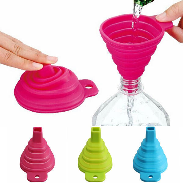 Silicone Collapsible Mini Filling Liquid Oil Water Funnel Kitchen Tools Filter Image 4