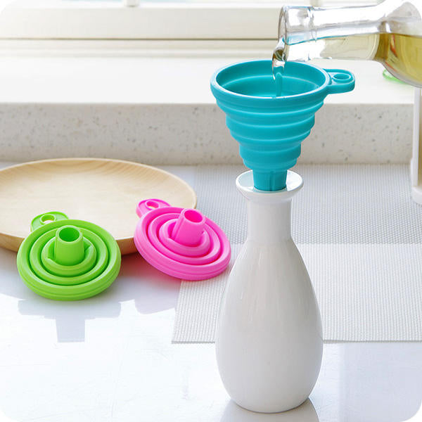 Silicone Collapsible Mini Filling Liquid Oil Water Funnel Kitchen Tools Filter Image 8