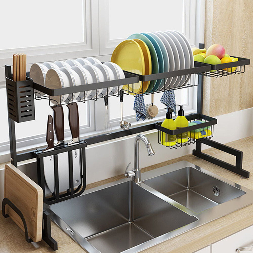 Stainless Steel Shelf Dishes Drying Sink Drain Rack Storage Set for Kitchen Utensils Holder Image 4