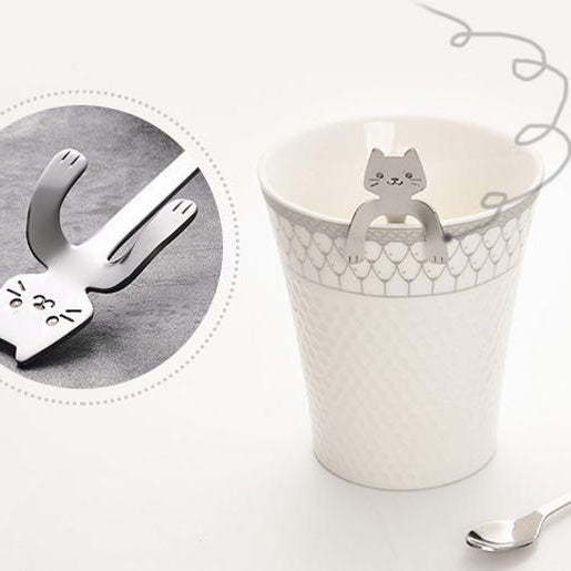 Stainless Steel Coffee Spoon Creative Kitty Hook Dirtproof Coffee Tea Spoon Scoop Image 2
