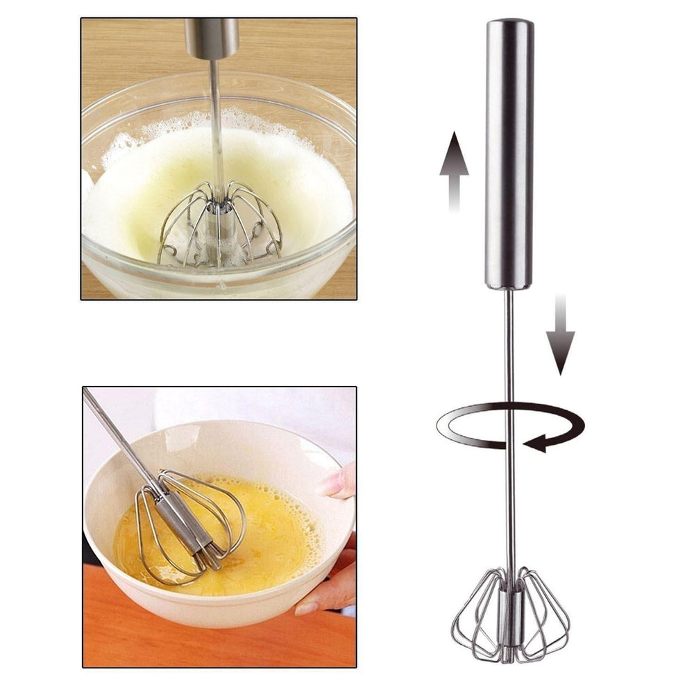 Stainless Steel Semi-automatic Whisk Egg Beater Mixer Stirrer Foamer Kitchen Tools Image 2