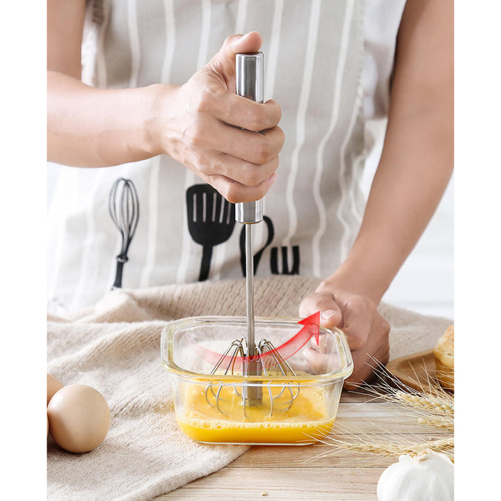 Stainless Steel Semi-automatic Whisk Egg Beater Mixer Stirrer Foamer Kitchen Tools Image 3