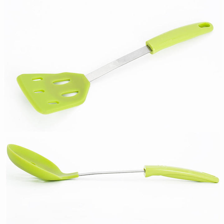 Stainless Steel Silicone Cooking Utensil Set Premium Stand Cooking Spoon Spatula Soup Ladle Image 4