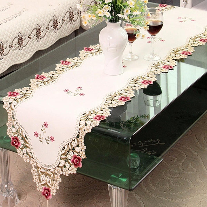 Table Runner Flower Desk Cover With Tassel Wedding Birthday Party Decor Image 7