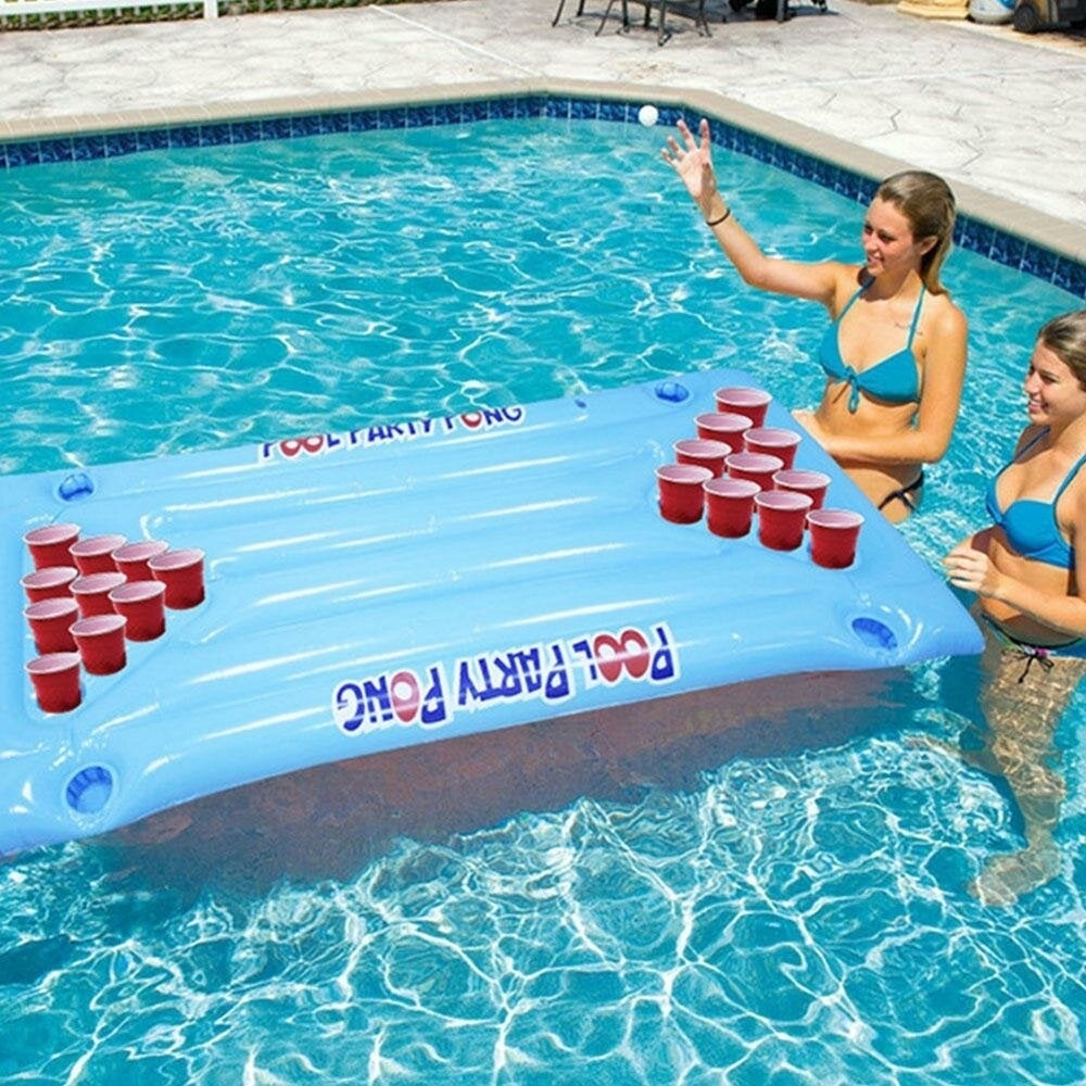 Swimming Pool Float Liquor Table Holder Pool Pond Inflatable Air Mattress For Home Sports Gam Party Image 2