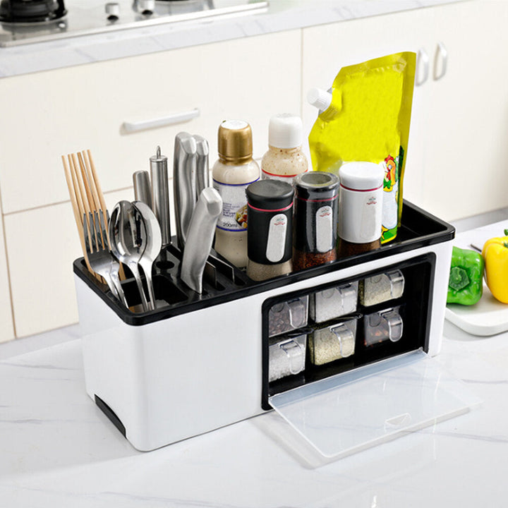 Wall Mounted Desktop Tabletop Packaging Rack Cutter Holder Hole-free Hanging Box for Kitchen Storage Image 6