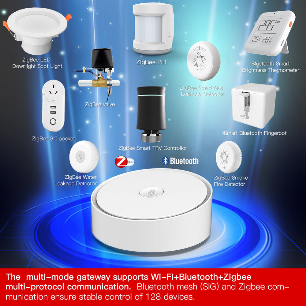 Upgrade WIFI Multi-mode Smart Gateway Clock Alarm WiFi Bluetooth Mesh Hub Work with Tuya Smart App Voice Control via Image 2