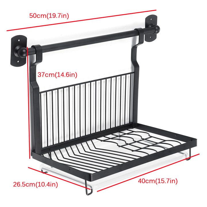 Wall-mounted Rack Black Stainless Steel Kitchen Shelf Pot Cover Shelf Cover Storage Rack Image 4