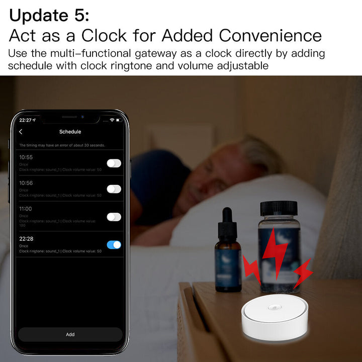 Upgrade WIFI Multi-mode Smart Gateway Clock Alarm WiFi Bluetooth Mesh Hub Work with Tuya Smart App Voice Control via Image 9