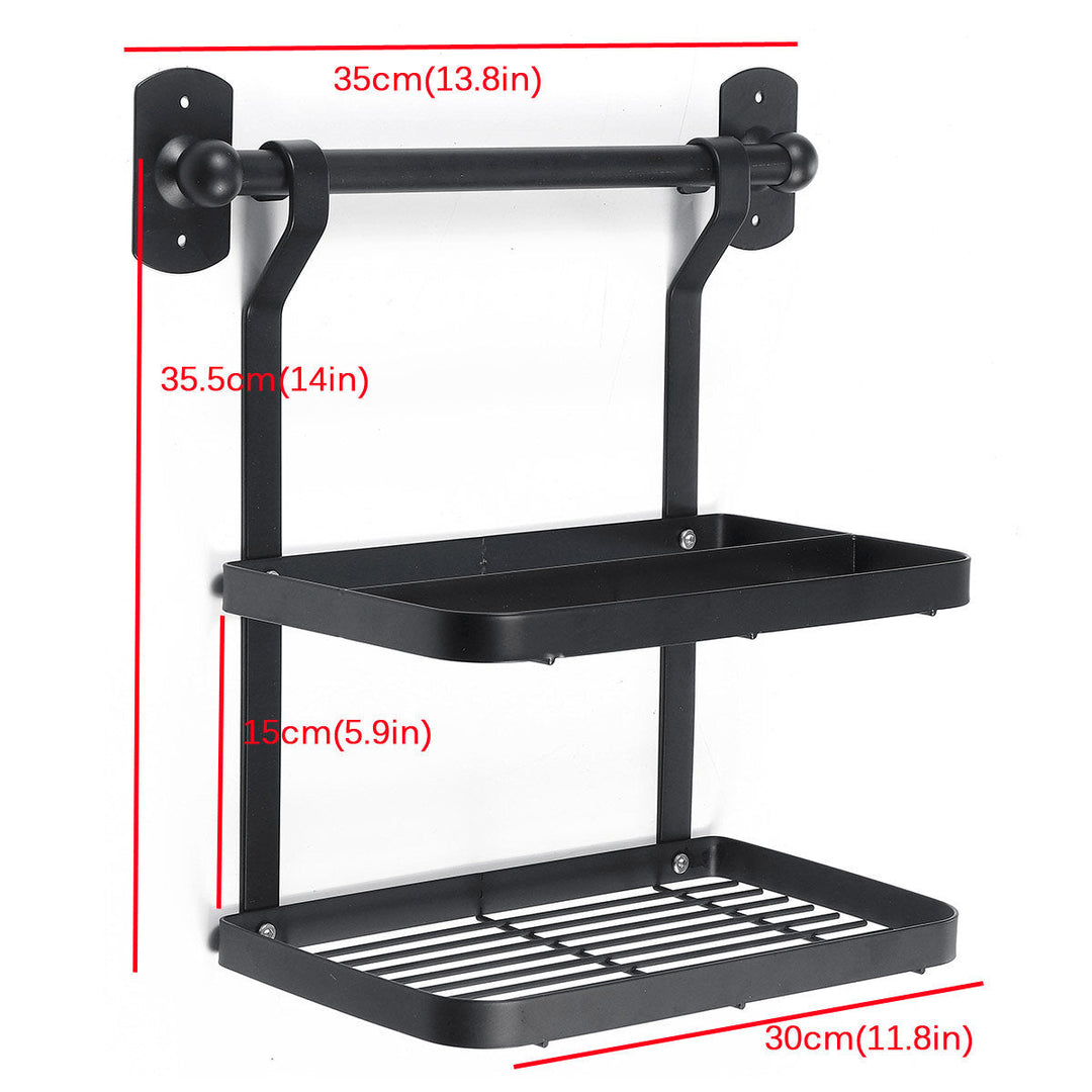 Wall-mounted Rack Black Stainless Steel Kitchen Shelf Pot Cover Shelf Cover Storage Rack Image 6