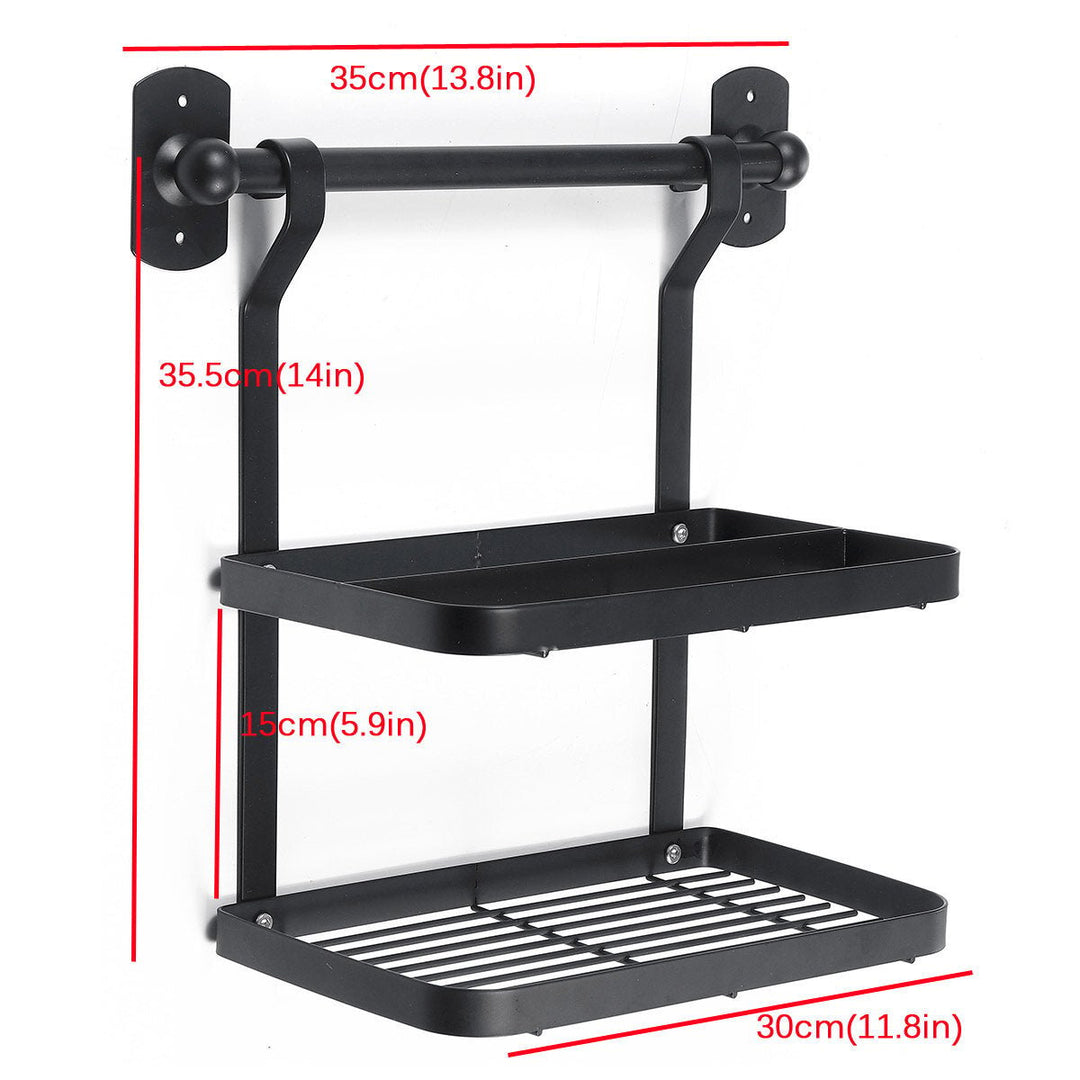 Wall-mounted Rack Black Stainless Steel Kitchen Shelf Pot Cover Shelf Cover Storage Rack Image 1