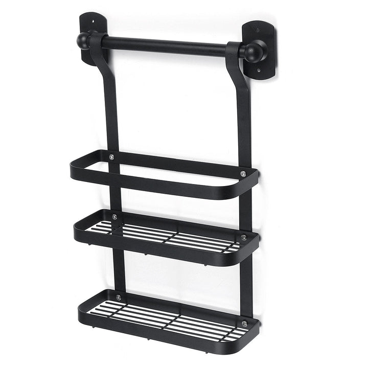 Wall-mounted Rack Black Stainless Steel Kitchen Shelf Pot Cover Shelf Cover Storage Rack Image 9