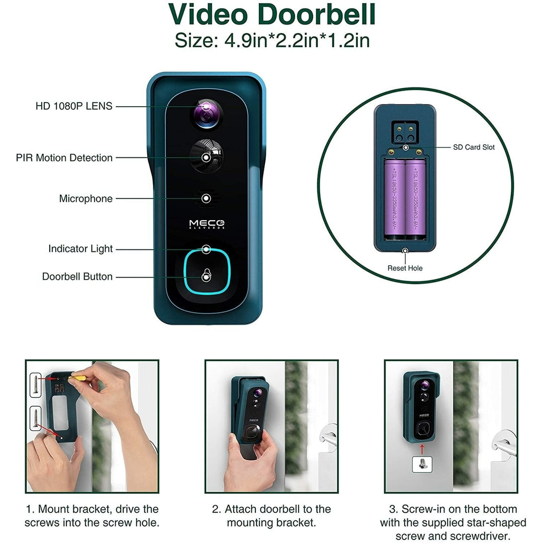 Video Doorbell Wireless 1080P Wireless Doorbell Camera with Free Chime WiFi Smart Doorbell Night Vision IP65 Waterproof Image 6
