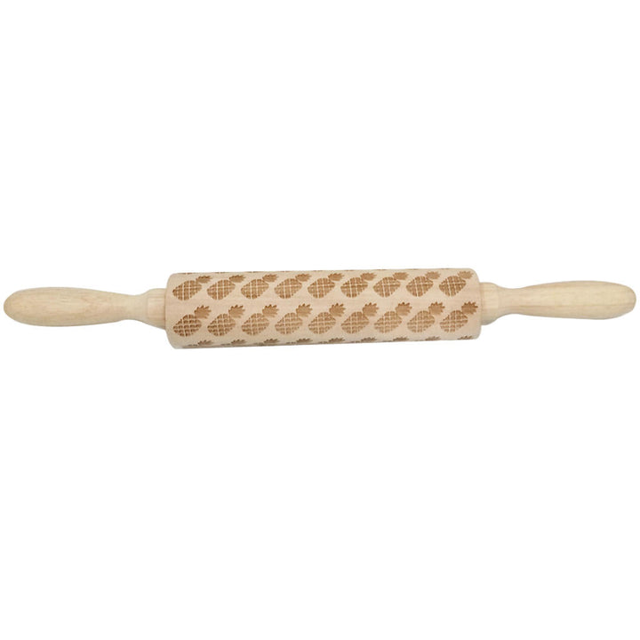 Wooden Christmas Embossed Rolling Pin Dough Stick Baking Pastry Tool  Year Christmas Decoration Image 1