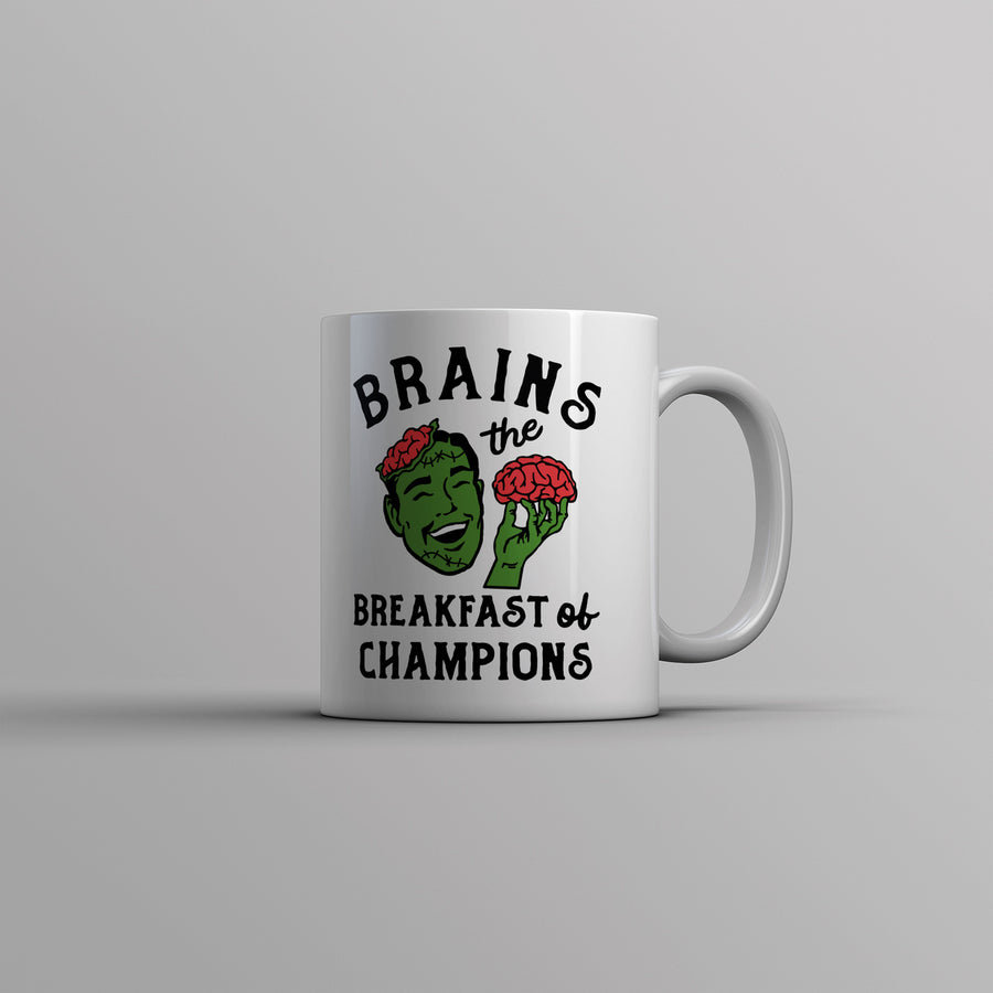 Brains The Breakfast Of Champions Mug Funny Halloween Undead Zombie Cup-11oz Image 1