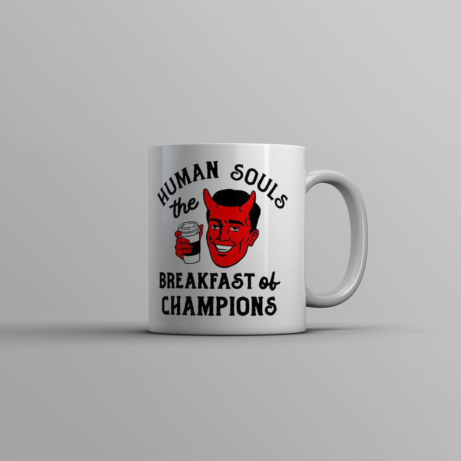 Human Souls The Breakfast Of Champions Mug Funny Halloween Satan Devil Cup-11oz Image 1