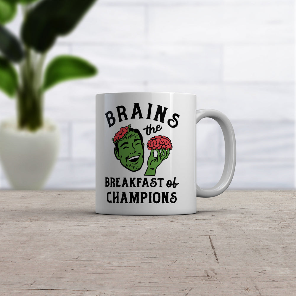 Brains The Breakfast Of Champions Mug Funny Halloween Undead Zombie Cup-11oz Image 2