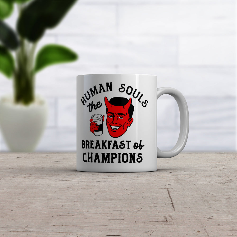 Human Souls The Breakfast Of Champions Mug Funny Halloween Satan Devil Cup-11oz Image 2