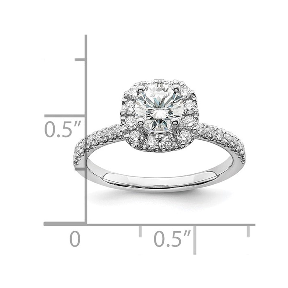 1.00 Carat (ctw G-H-ISI1-SI2) Lab Grown Diamond Engagement Halo Ring in 14K White Gold Image 3