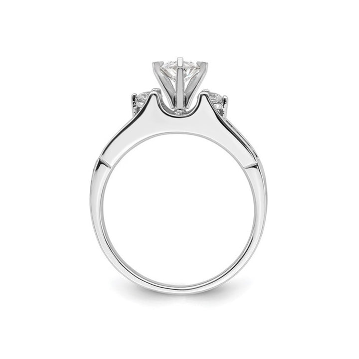 7/10 Carat (ctw Color SI1-SI2G-H-I) Lab Grown Diamond Three Stone Engagement Ring in 14K White Gold Image 4