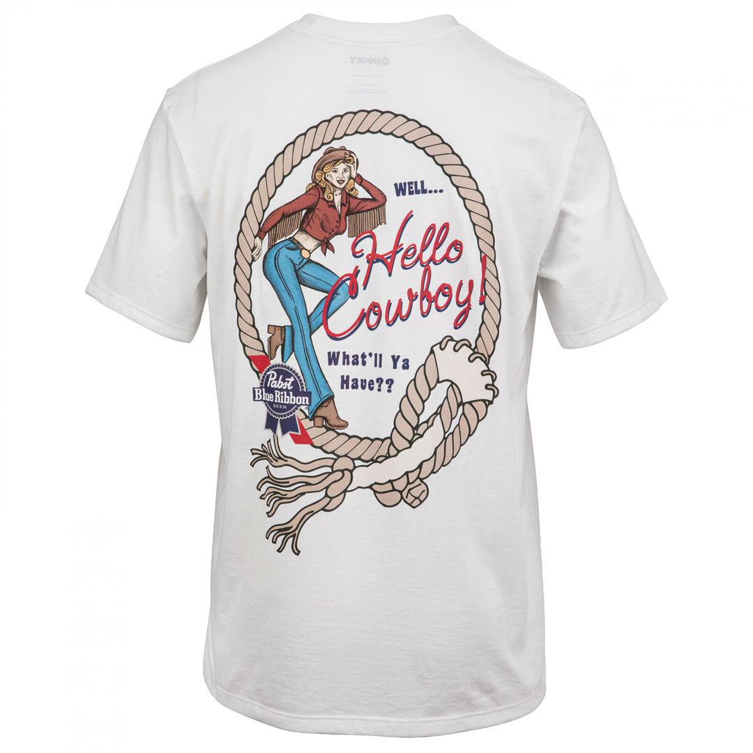 Pabst Blue Ribbon Hello Cowboy! Front and Back Print T-Shirt Image 3