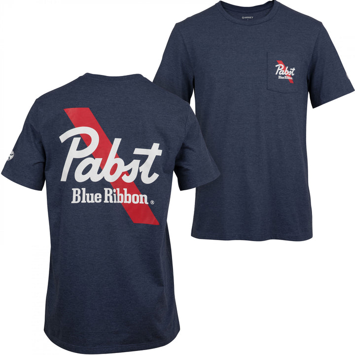 Pabst Blue Ribbon Logo Navy Colorway Front and Back Print T-Shirt Image 1