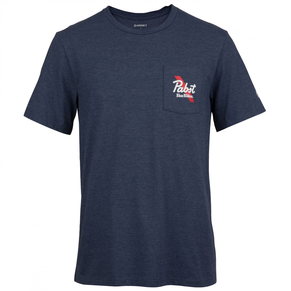 Pabst Blue Ribbon Logo Navy Colorway Front and Back Print T-Shirt Image 2