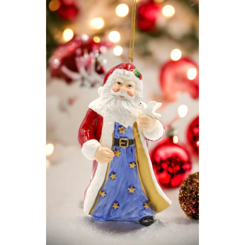 Ceramic Santa Dove Ornament 2.88in Image 1