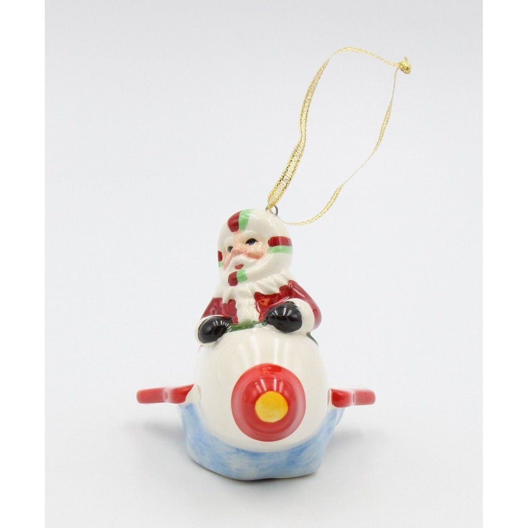 Ceramic Christmas Santa Rocket Ornament 3.75in Image 4