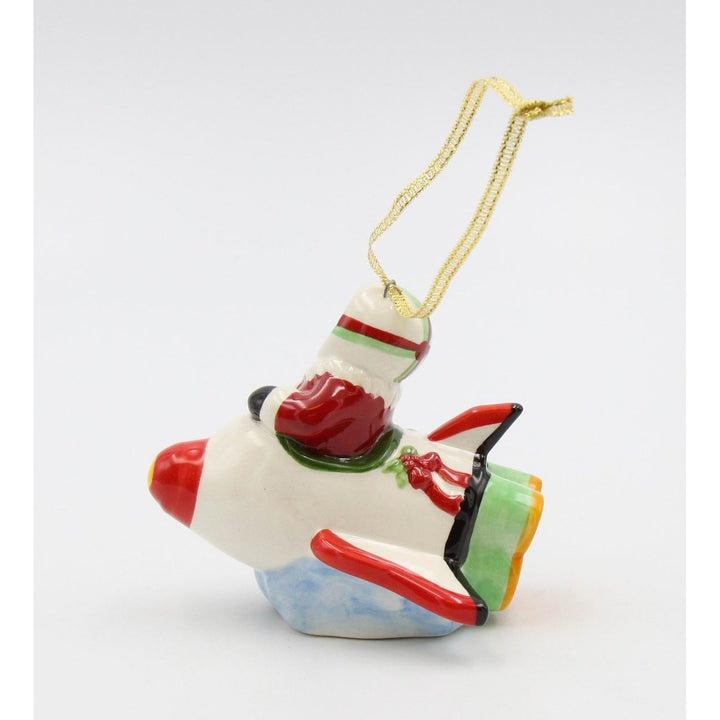 Ceramic Christmas Santa Rocket Ornament 3.75in Image 6